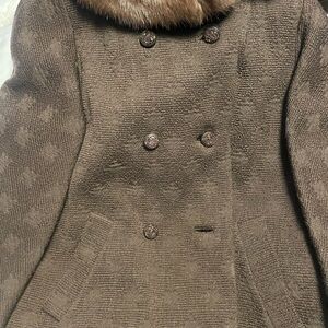 Chic Brown Double-Breasted Women's Pea Coat